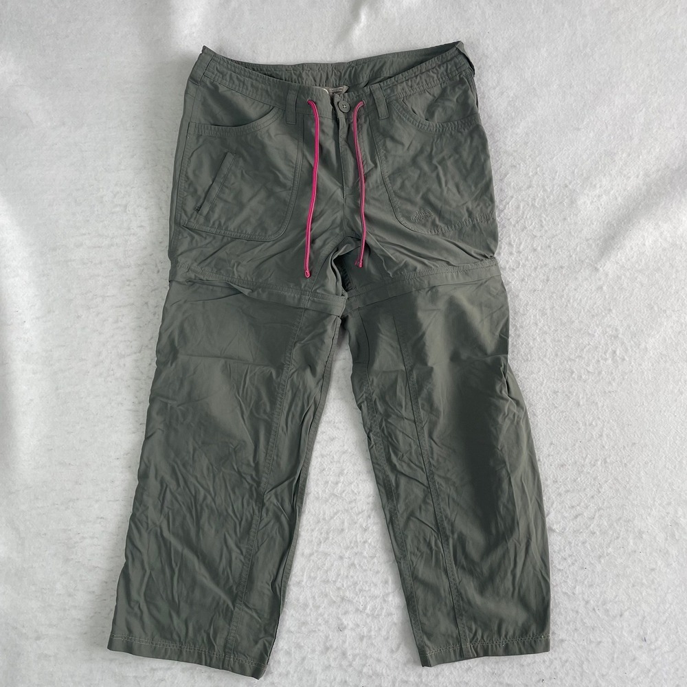 The North Face Convertible Cargo Pants Womens 10 Green Hiking Outdoor Zip Off